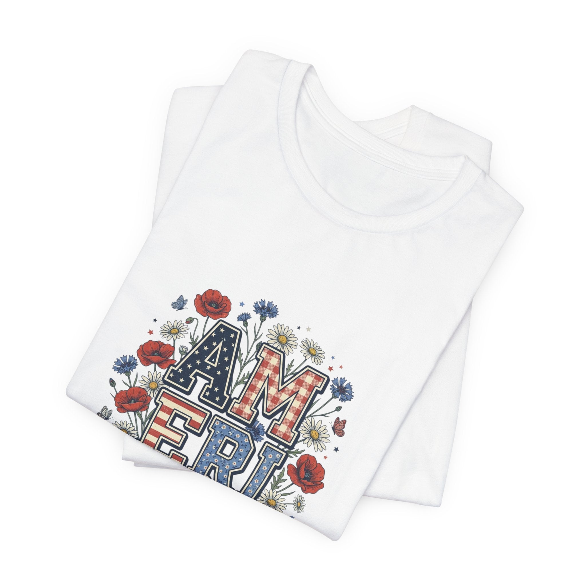 America Floral Typography Tee | Vintage Americana 4th of July