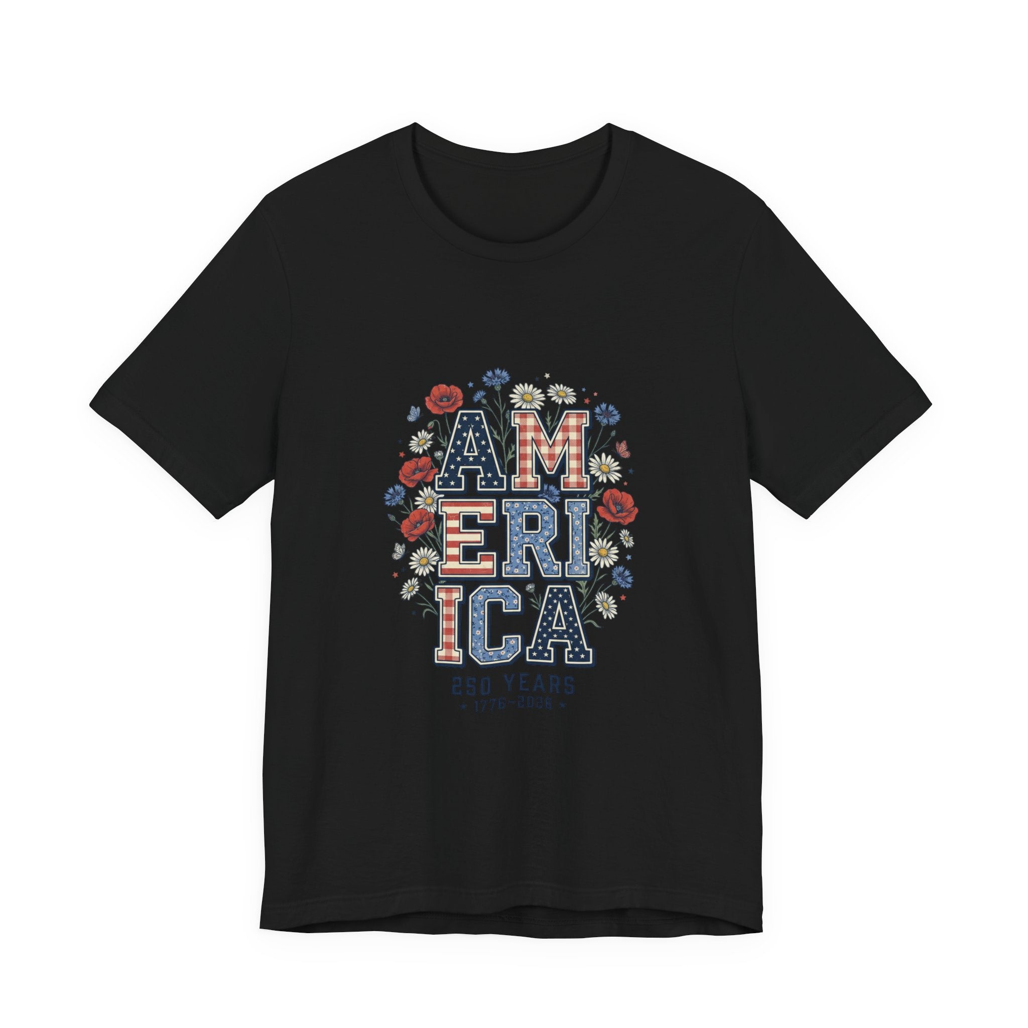 America Floral Typography Tee | Vintage Americana 4th of July