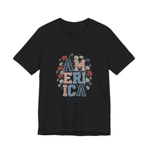 America Floral Typography Tee | Vintage Americana 4th of July