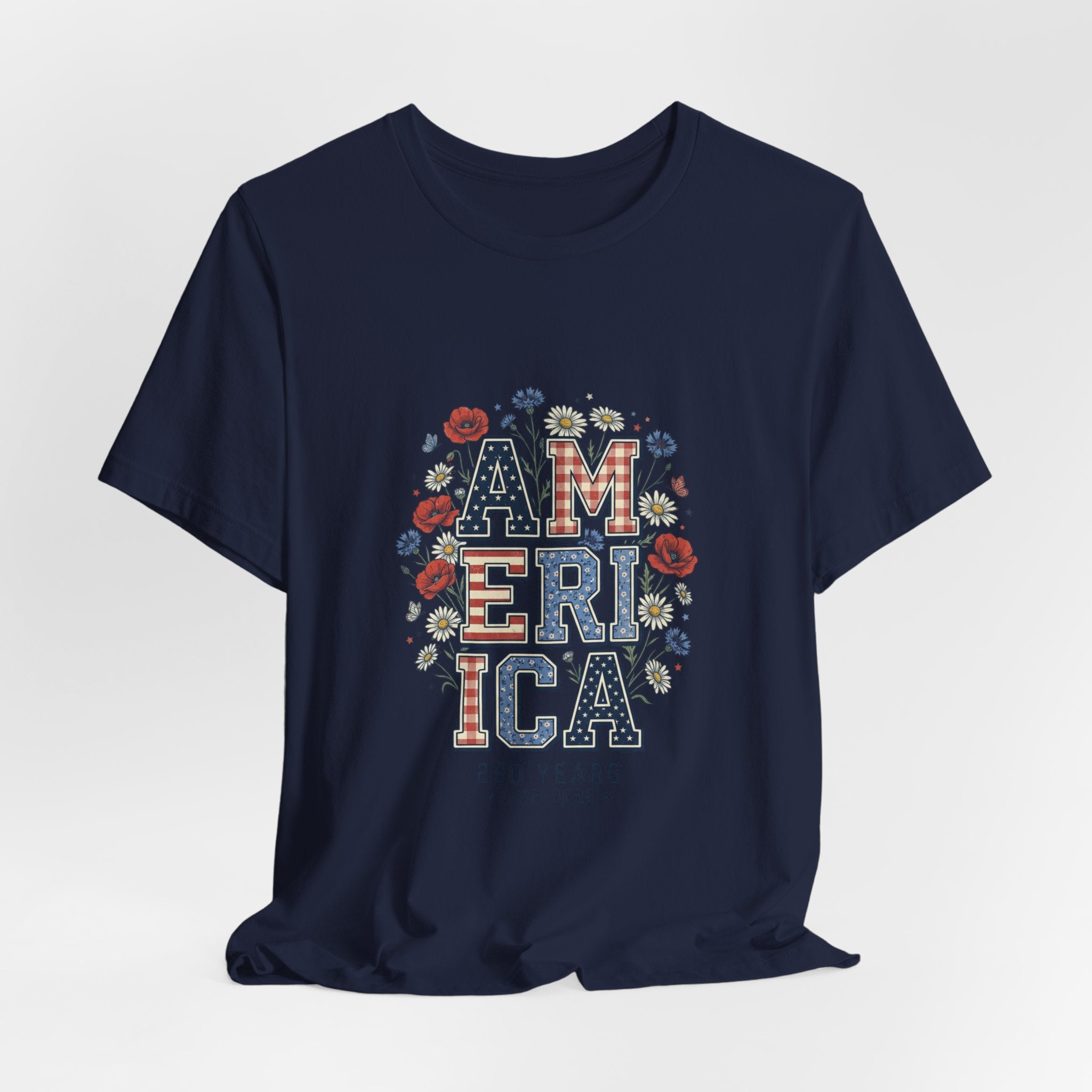 America Floral Typography Tee | Vintage Americana 4th of July