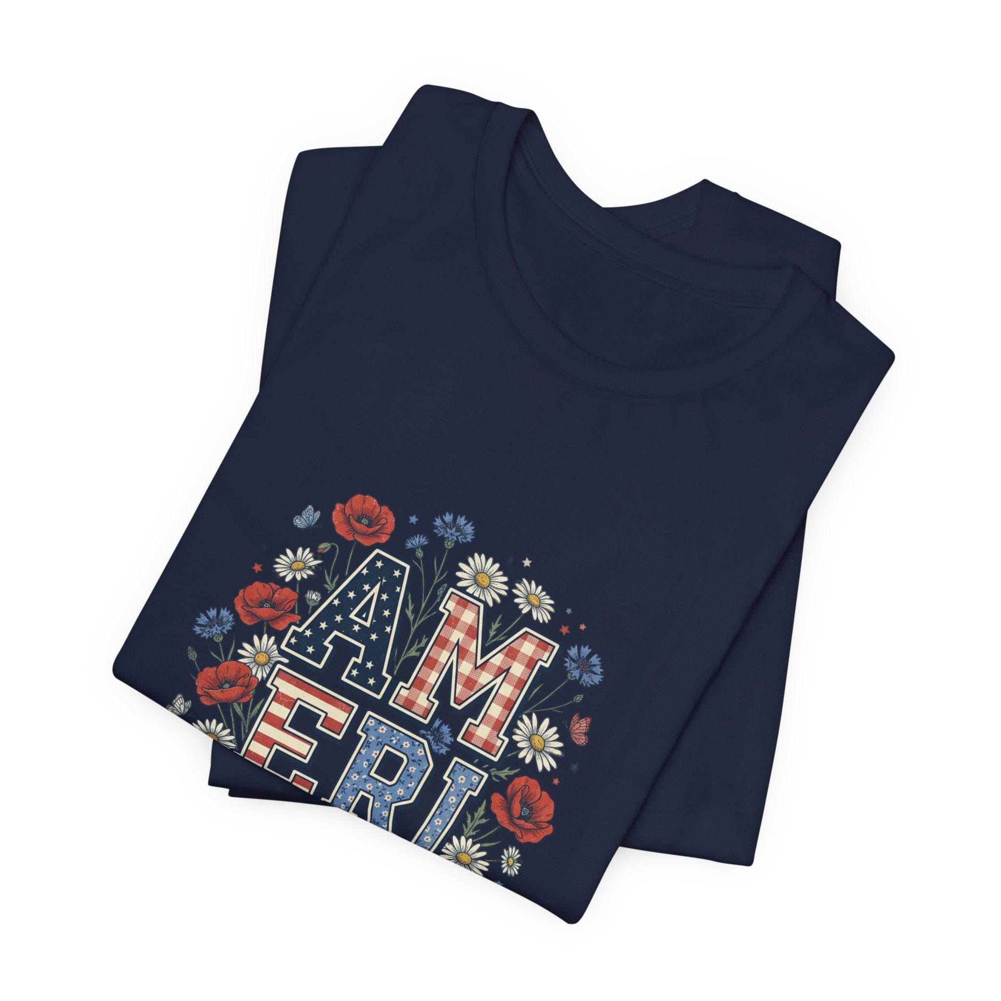 America Floral Typography Tee | Vintage Americana 4th of July