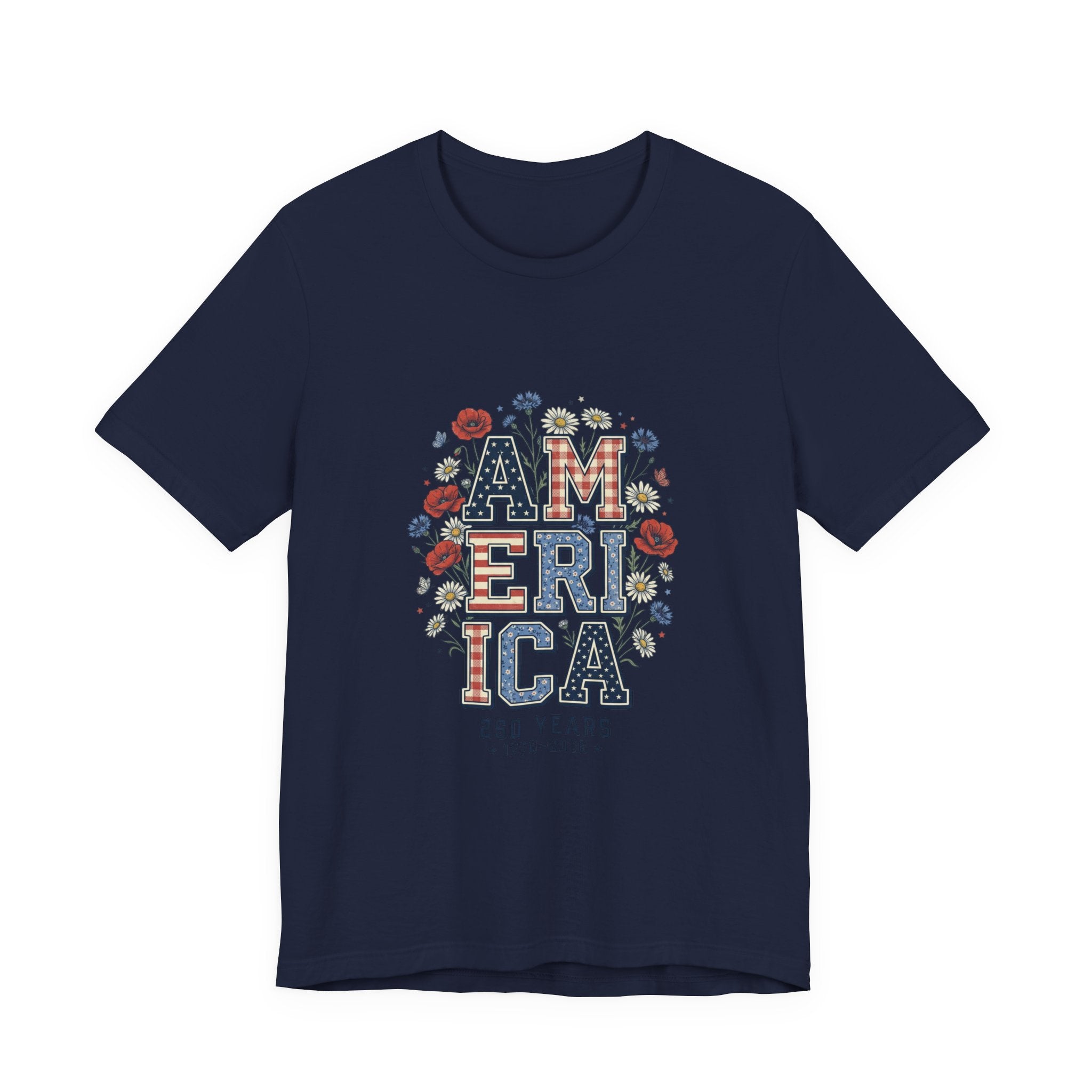 America Floral Typography Tee | Vintage Americana 4th of July