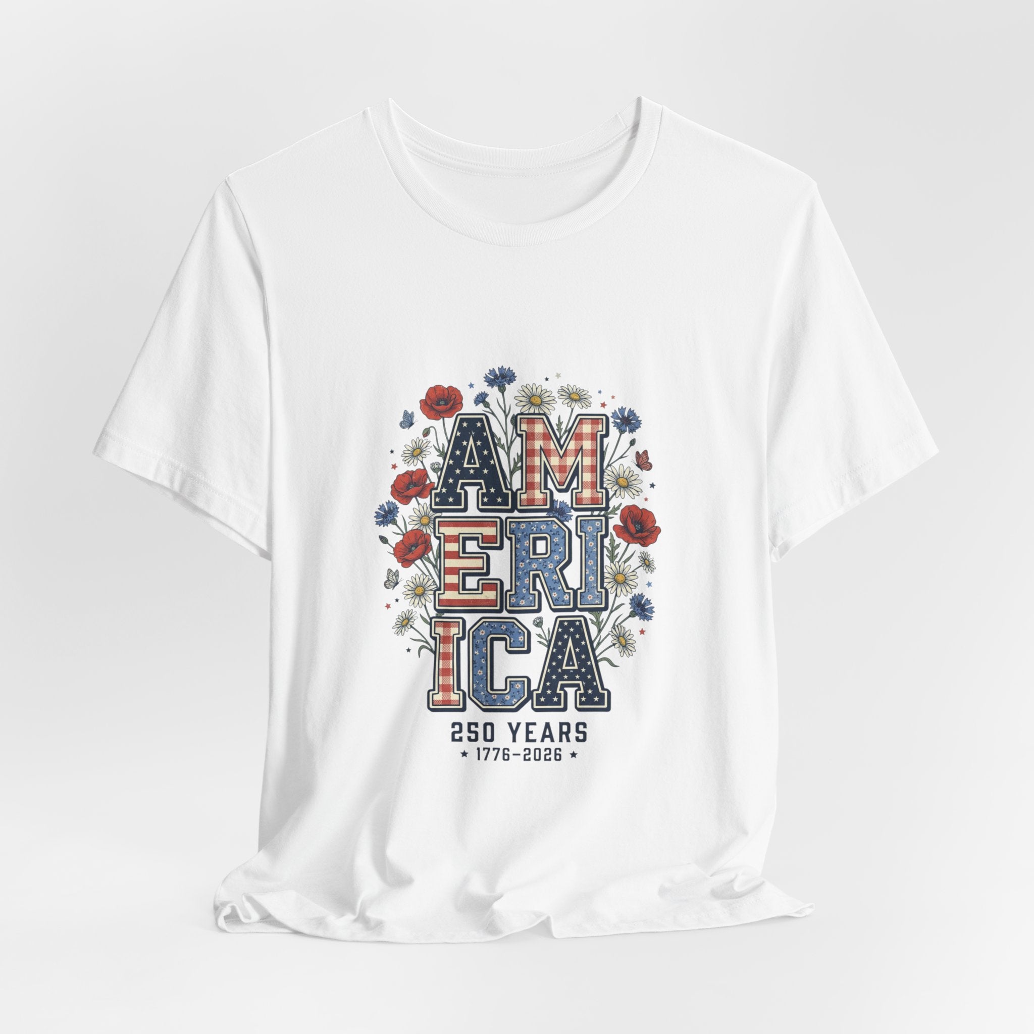 America Floral Typography Tee | Vintage Americana 4th of July