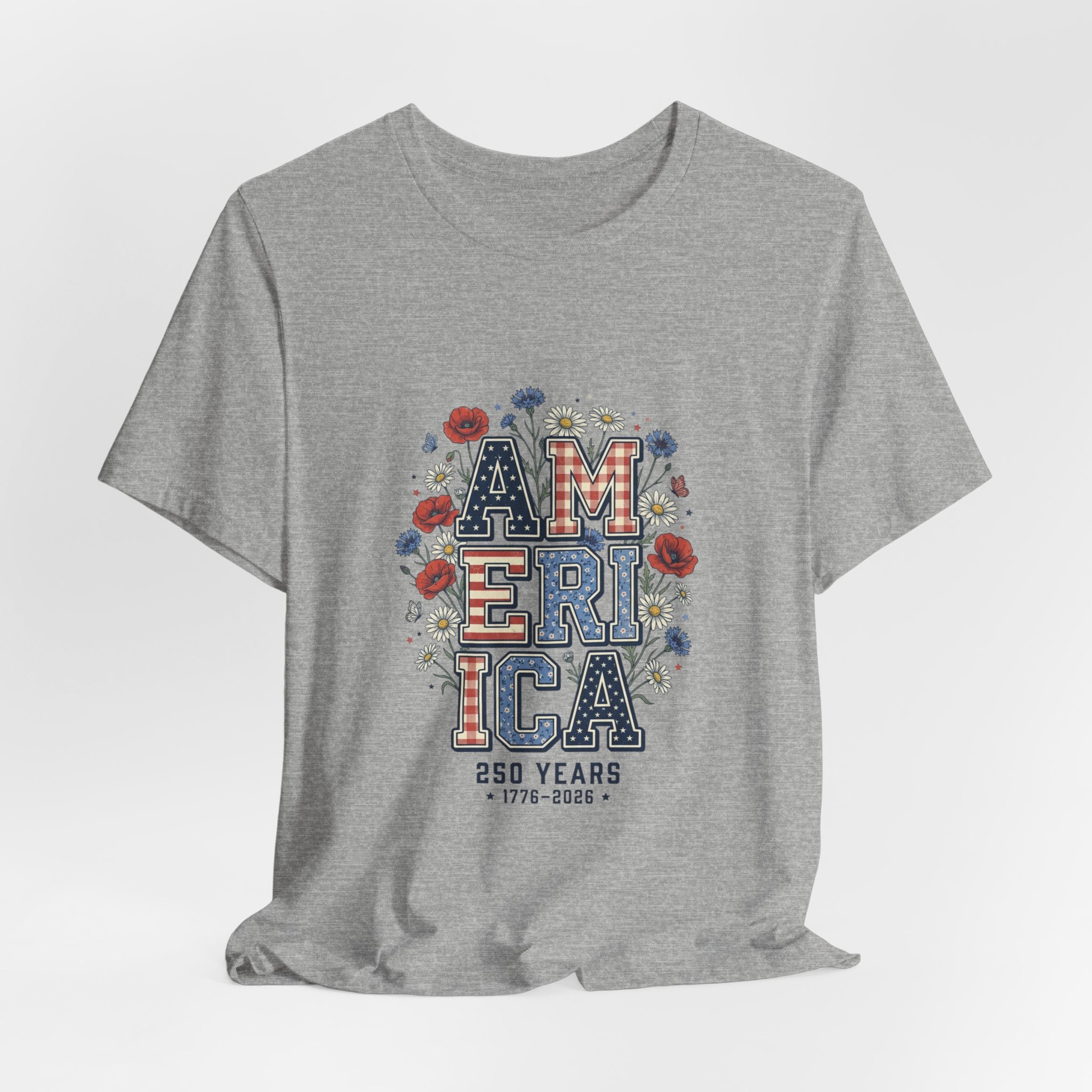 America Floral Typography Tee | Vintage Americana 4th of July