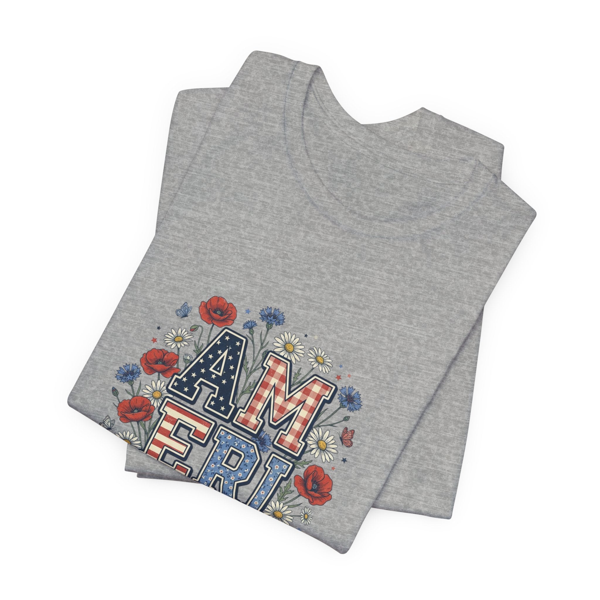 America Floral Typography Tee | Vintage Americana 4th of July