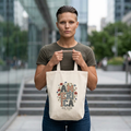 Vintage Americana 'America' Floral Tote | 4th of July Patriotic Canvas