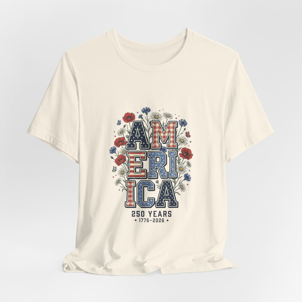 America Floral Typography Tee | Vintage Americana 4th of July