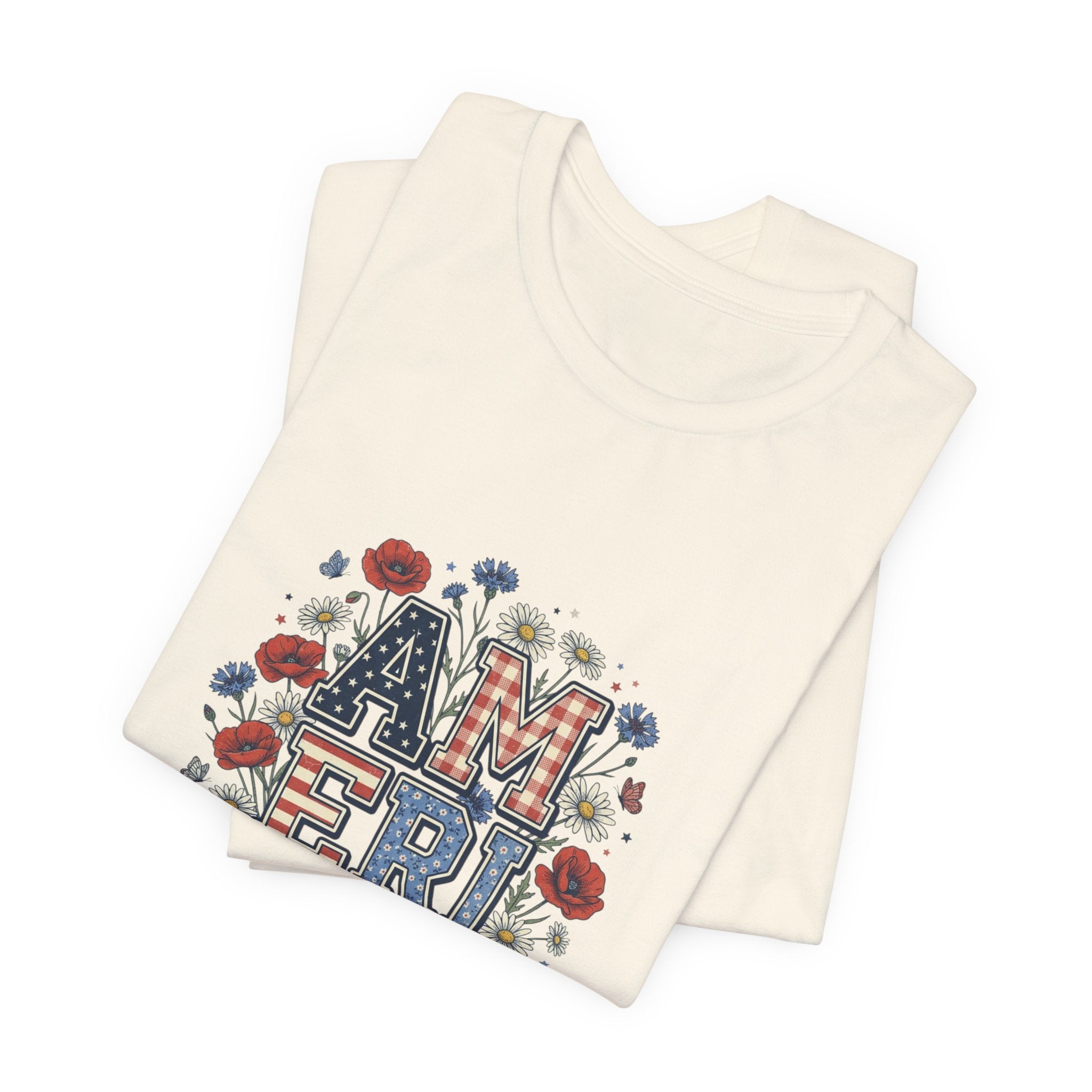 America Floral Typography Tee | Vintage Americana 4th of July