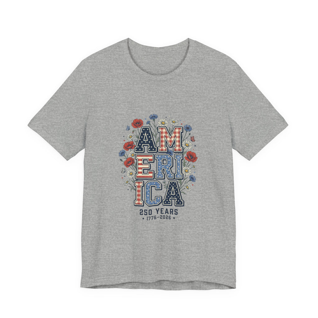 America Floral Typography Tee | Vintage Americana 4th of July