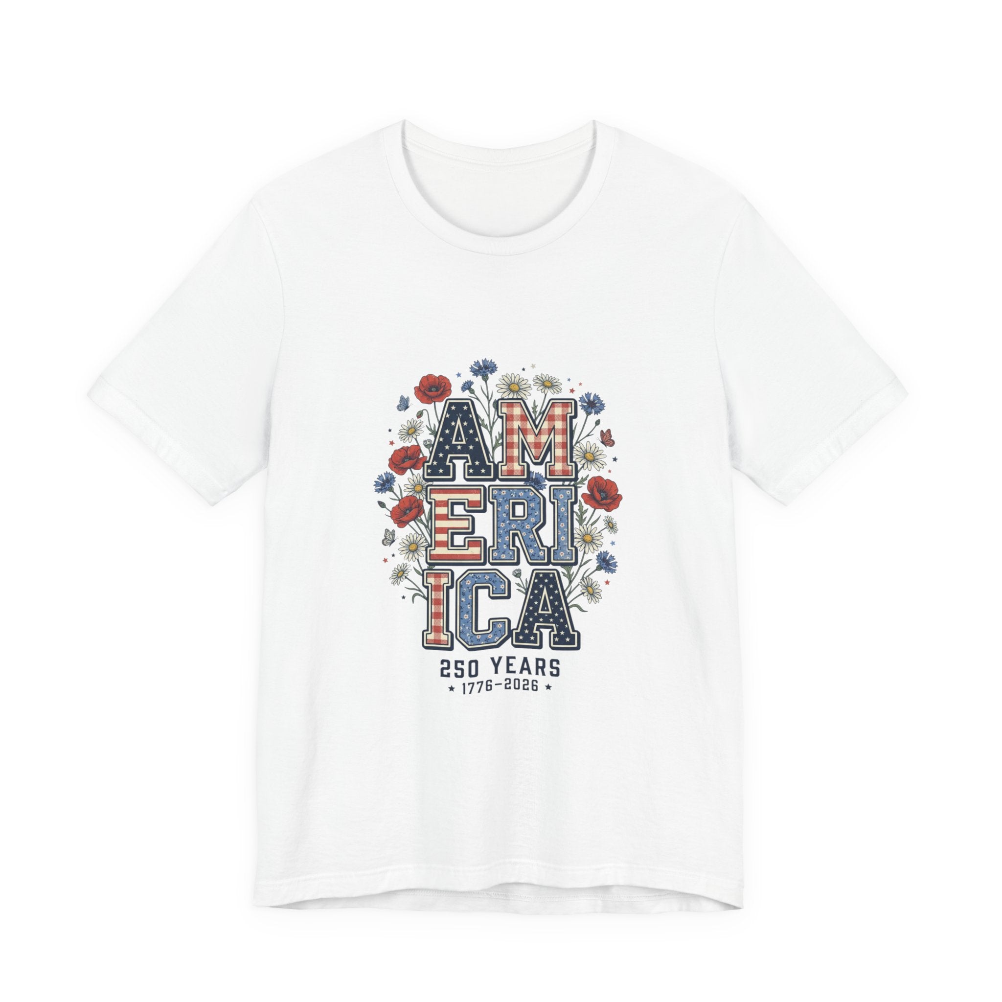 America Floral Typography Tee | Vintage Americana 4th of July