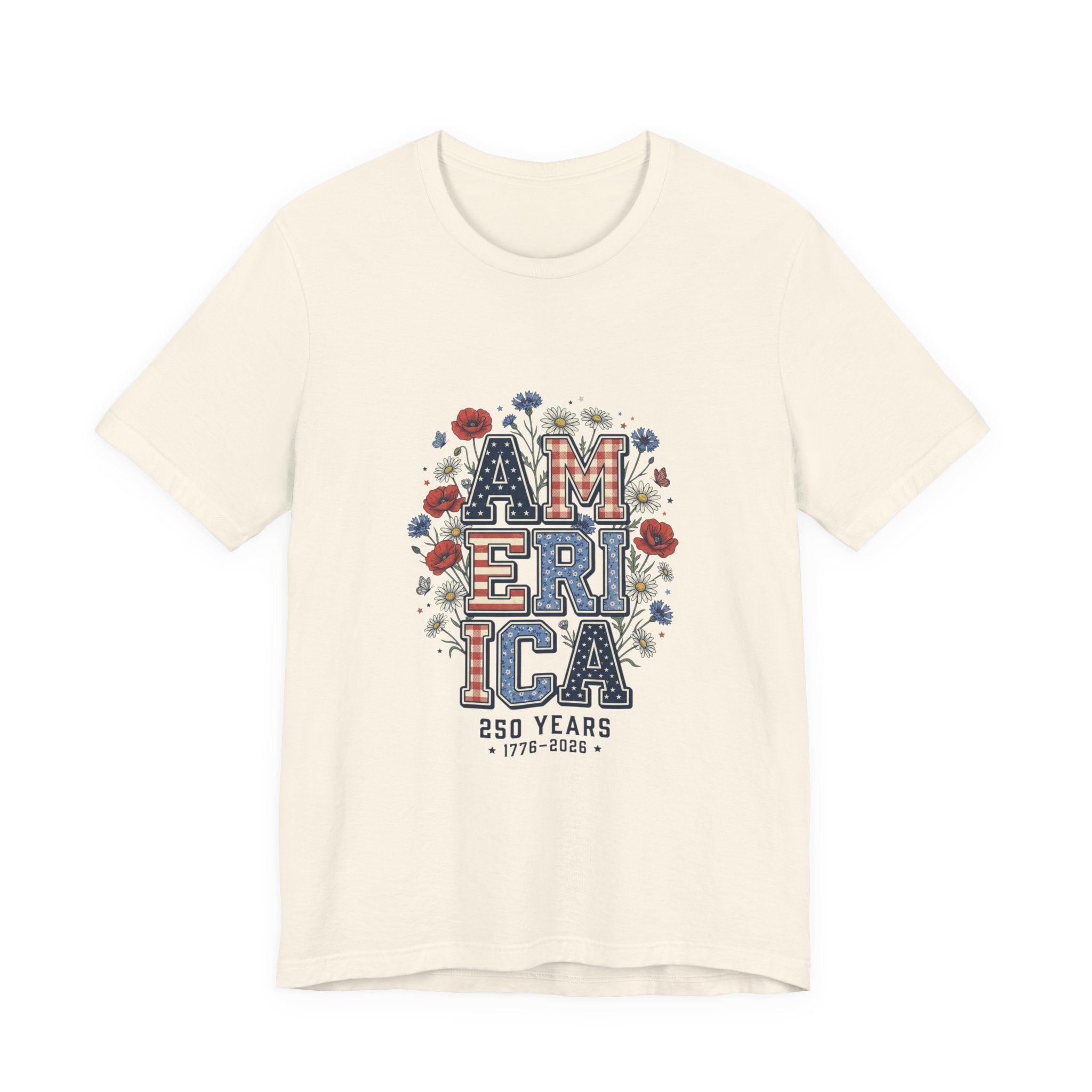America Floral Typography Tee | Vintage Americana 4th of July