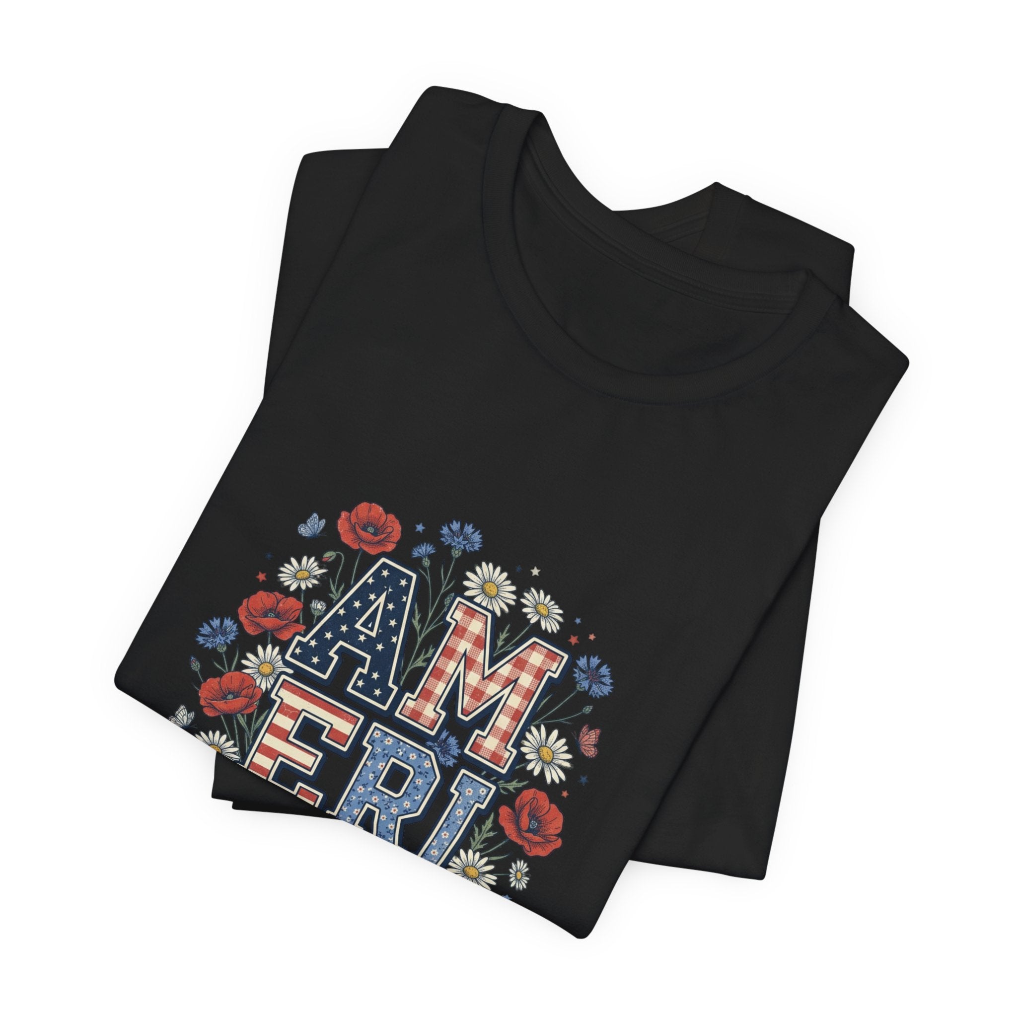 America Floral Typography Tee | Vintage Americana 4th of July
